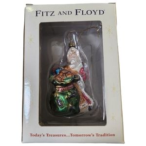 Fitz & Floyd Florentine Santa with Toy Bag Christmas Ornament Hand Blown 19/1505